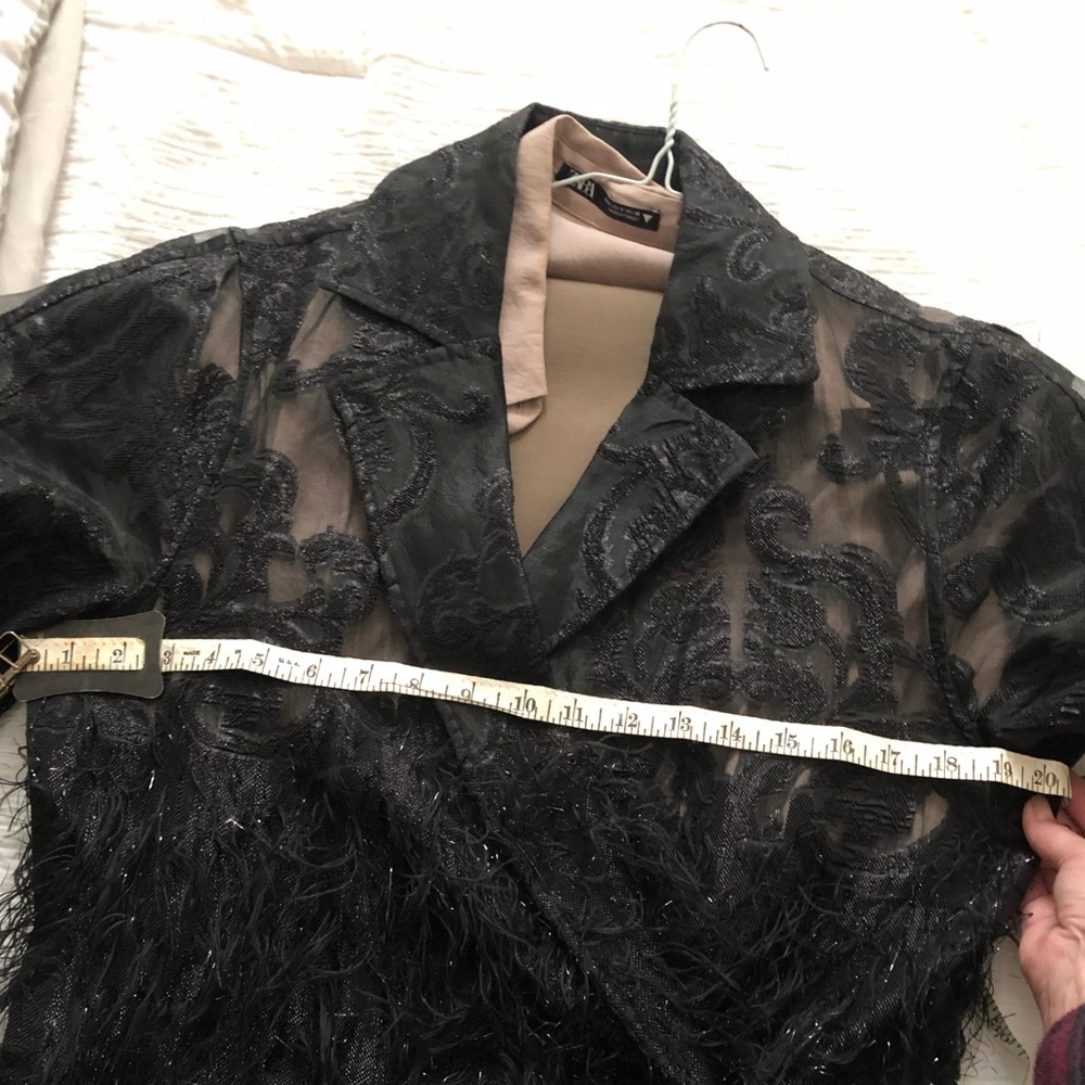 GANNI Feathered-Skirt Brocade-Organza CoatDress - Picture 8 of 9